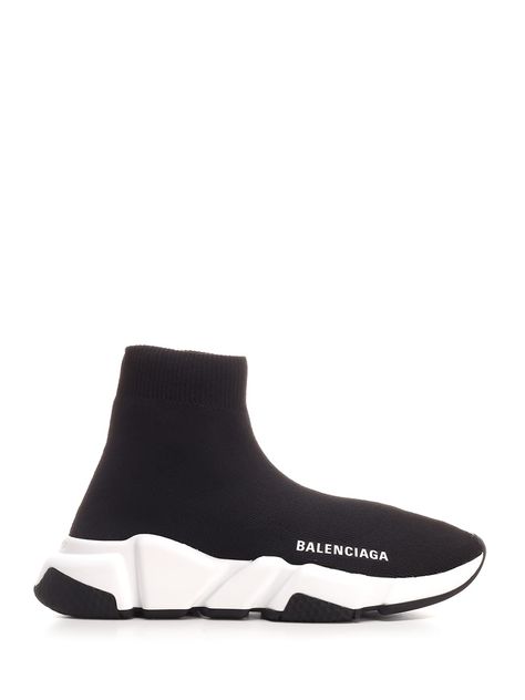 Speed sneakers from Balenciaga in black compact jersey with contrasting signature lettering, ultra-light white sole, slip on design. Composition: UPPER: 80% POLYESTER, 20% ELASTANE, SOLE: 100% RUBBER Fluffy Sliders, Sock Design, Valentino Garavani Bag, Balenciaga Sneakers, Balenciaga Speed, Versace Shop, Balenciaga Shoes, Sneakers For Women, Saint Laurent Shoes