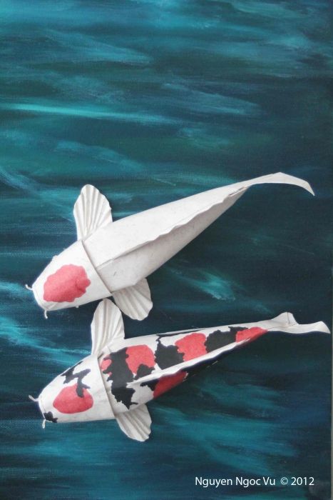 Koi                                                       … Origami Fish Easy, Koi Origami, Origami Koi Fish, Koi Dragon, Beautiful Origami, Origami Step By Step, Paper Fish, Creative Origami, Origami Models