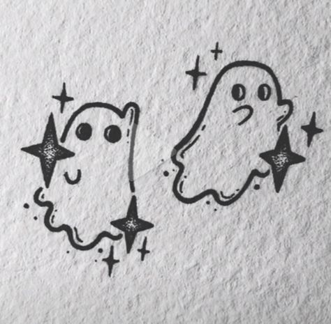 Spooky Best Friend Tattoos Ghost, Goth Best Friend Tattoos, Willow Tattoos, Dark Doodles, Spooky Doodles, Maching Tattoos, Kawaii Doodle, Matching Friend Tattoos, Bestie Tattoo