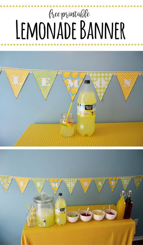 Printable Lemonade Banner – Mary Martha Mama- How to set up an easy Lemonade stand for a party or fundraiser and a free printable lemonade banner #SummerRefreshment #Cleveland #AD Easy Lemonade Stand, Lemonade Banner, Lemonade Cup, Birthday Party Invitations For Adults, Lemonade Stand Sign, Easy Lemonade, Diy Lemonade Stand, Diy Lemonade, Lemonade Sign