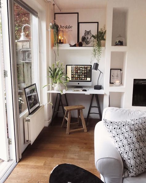 Homeoffice day tomorrow. I like working at home🏡 as well as at the office. When I have lots of things to do I prefer working at home… Desktop In Living Room, Living Room With Desk, Games Room Inspiration, Baby Corner, Student Home, Scandi Interiors, Working At Home, Desk In Living Room, Games Room