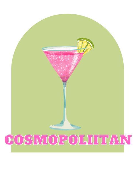 Martini Graphic Design, Cosmo Painting, Girly Canvas Painting, Martini Glass Painting, Apartment Decor Wall Art, Cosmo Art, Cosmo Drink, Apartment Decor Wall, Cosmo Martini