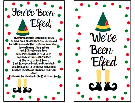 Youve Been Elfed The Neighborhood, Elf Basket Ideas, You've Been Elfed, Sunshine Committee, Christmas Gift Games, Christmas Goodie Bags, Christmas Party Activities, Basket Tags, Elves Gift