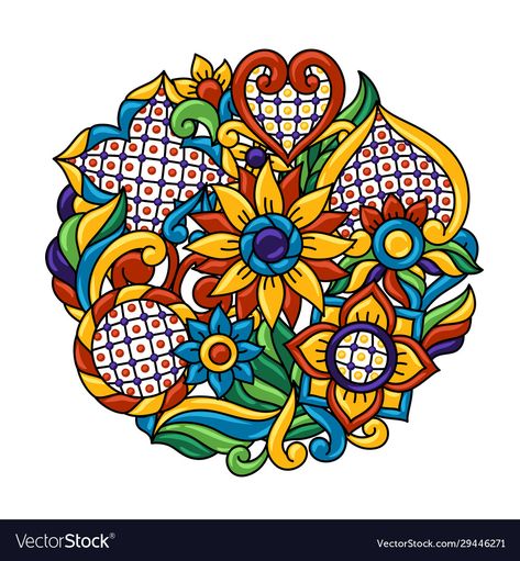 Talavera Painting, Talavera Pattern, Folk Art Ornament, Hispanic Art, Mexican Culture Art, Folk Art Flowers, Traditional Tile, Mexican Tile, Mexican Talavera