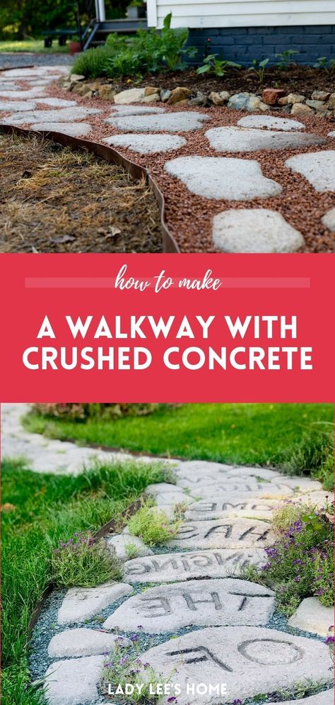 Discover How to Make a Concrete Pavers Walkway with our guide, a great addition to cheap DIY projects. These easy-to-make concrete pavers require some physical labor but are straightforward and offer room for creativity. An affordable solution for those looking to add a charming walkway without breaking the bank. Learn more about homestead survival and backyard projects at ladyleeshome.com. Diy Concrete Walkway, Diy Pavers Mold, Diy Concrete Pavers, Diy Garden Pathway, Driveway Paving Ideas, Diy Concrete Slab, Diy Pavers, Concrete Pavers Walkway, Pavers Walkway