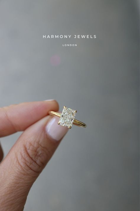 Rectangle Cut Engagement Rings, Noodle Jewelry, Radiant Solitaire Engagement Ring, Rectangle Engagement Rings, Gold Band Engagement Rings, Minimal Engagement Ring, Classy Engagement Ring, Square Engagement Rings, Radiant Cut Engagement Rings