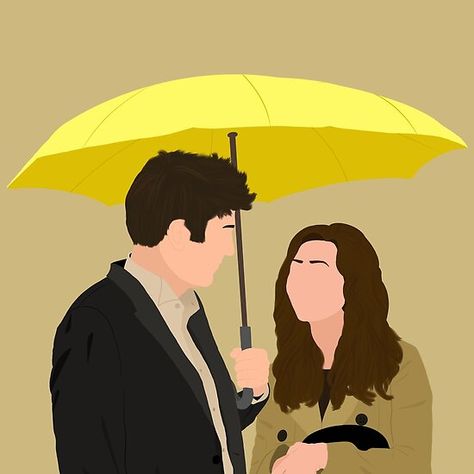 How I Met Your Mother Fanart, Ted And Tracy, Cinematic Art, Yellow Umbrella, Andrew Scott, How I Met Your Mother, Poster Ideas, Couple Drawings, Vintage Pictures