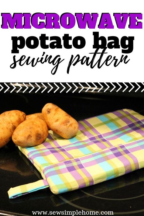 Potato Bags, Microwave Potato Bag, Baked Potato Microwave, Microwave Potato, Microwave Baking, Potatoes In Microwave, Potato Bag, Sew Projects, Sewing Tutorials Free