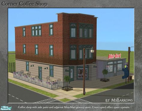 https://thesimsresource.com/artists/MsBarrows/downloads/details/category/sims2-lots-community-cafes/title/corner-coffee-shop/id/963468/ Corner Coffee Shop, Corner Coffee, The Sims 3, The Sims Resource, Sims Resource, Sims 2, Sims 3, Free Downloads, Grocery Store