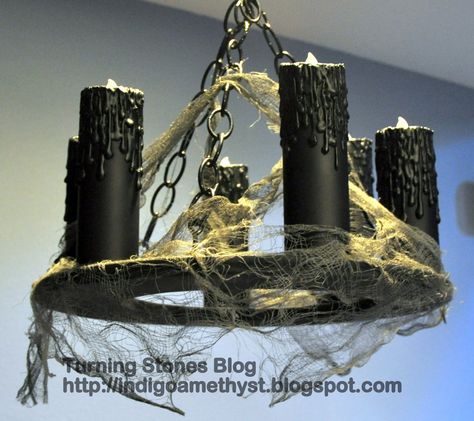 Halloween Chandelier, Witches Party, Chandelier Diy, Faux Candles, Witch Party, Pirate Halloween, Diy Chandelier, Halloween Candles, Halloween Lights