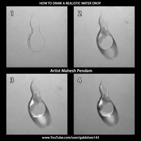 Mahesh Pendam: How to Draw a Realistic Water Drop - Drawing Phase... Water Drop Drawing, How To Draw Water, How To Draw Realistic, Bubble Drawing, Draw Water, Draw Realistic, 3d Art Drawing, Water Drawing, Charcoal Art