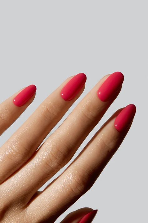 Watermelon Red Nails, Bright Spring Nail Colors, Watermelon Nail Color, Cerise Pink Nails, Watermelon Color Nails, Watermelon Pink Nails, Salmon Pink Nails, Red Pink Nails, Ripe Watermelon