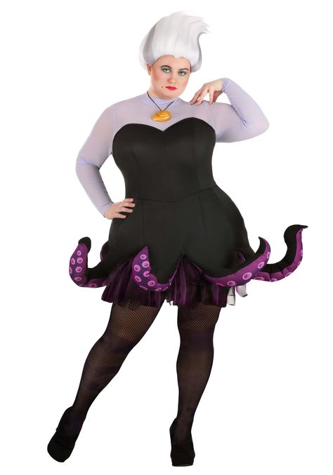 PRICES MAY VARY. Size: 3X COSTUME INCLUDES: This Plus Size Disney Ursula Costume included a long sleeve costume dress and a light up shell necklace. FROM FUN COSTUMES: Halloween costumes are what we do and we're very excited to team up with Disney to make outfits based on their most celebrated animated features. Fans who love Disney's The Little Mermaid will love this premium Ursula costume for roleplaying and recreating favorite movie moments. AUTHENTIC DESIGN: This Ursula costume is designed a Ursula Dress, Disney Ursula, Adult Disney Costumes, Black Strapless Gown, Ursula Costume, Make Outfits, Disney Characters Costumes, Plus Size Disney, Fun Costumes