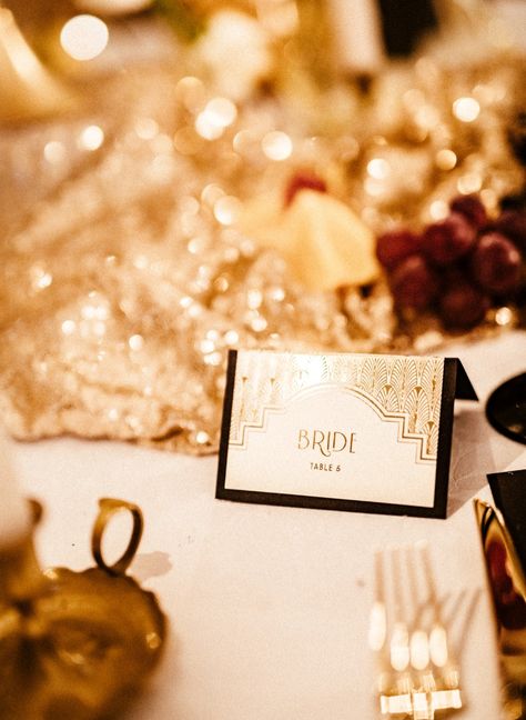 Place Cards Unique, Brides Table, Wedding Name Tags, Black And Gold Wedding, Elegant Wedding Stationery, Great Gatsby Wedding, House Graphic, Wedding Cards Handmade, Handmade Wedding Invitations