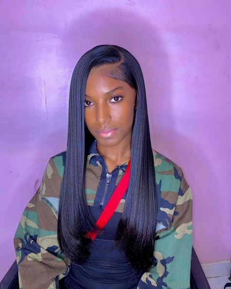 Side Part Hairstyles Layers, 16 Inch Quick Weave, Side Part Straight Hair Black Women, Sew In Straight Hair, Black Girls Hairstyles Weave, Hairstyles Weave, Sew In Hairstyles, Side Part Hairstyles, Quick Weave Hairstyles