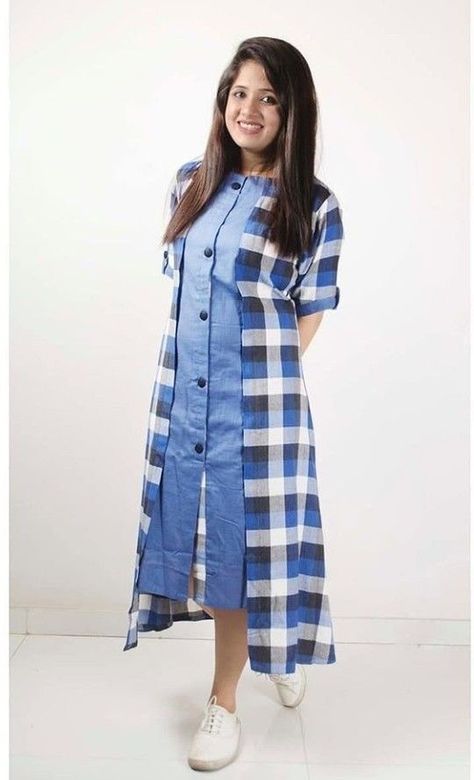 Check Kurti Designs Latest Indian, Check Kurti Designs Latest, Hair Styles Indian, Trendy Hair Styles, Indian Kurti Designs, New Kurti Designs, Shrug For Dresses, Designer Kurti Patterns, Simple Kurti Designs