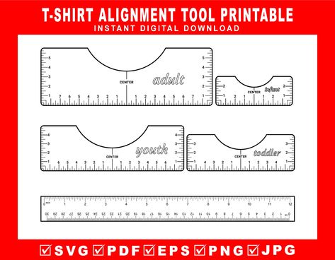 T-Shirt Alignment Tool Printable, Tshirt Ruler SVG Bundle T Shirt Ruler Adult Kids PDF Printable Print Then Cut Digital File Placement guide Tee Shirt Alignment Tool Free, Tool Shirt, Image Svg, Cricut Files, Silhouette Portrait, Silhouette Crafts, Laser Printer, Svg Cricut, Party Accessories