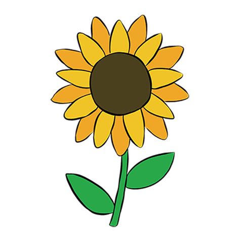 Drawing Of Sunflower Simple, Sun Flowers Drawing Easy, Flower Easy Drawing Simple, Flower Drawing For Kids Easy, How To Draw A Sunflower Easy, Easy Posters To Draw, Easy Sunflower Drawing Simple, Sunflower Doodle Simple, Sunflower Easy Drawing