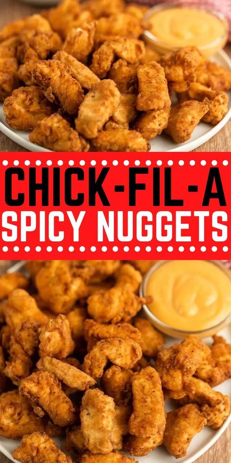 Spicy Chicken Nuggets Recipe, Spicy Nuggets, Chick Fil A Recipe Copycat, Wendys Spicy Chicken, Spicy Chicken Nuggets, Spicy Chicken Tenders, Chick Fil A Recipe, Easy Healthy Cooking, Healthy Chicken Nuggets