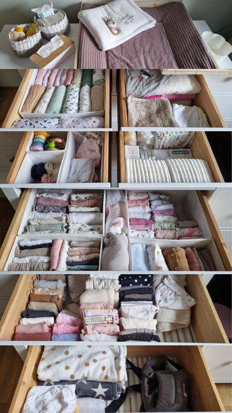 Newborn Wardrobe Organisation, Hemmed Dresser Nursery Organization, Hemnes Nursery Organization, Ikea Hemnes Dresser Nursery Organization, Diaper Drawer Organization, Newborn Dresser Organization, Baby Drawer Organization, Practical Nursery, Nursery Drawer Organization