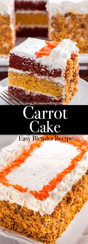 carrot-cake-easy-blender-recipe-alyonascooking Frosting With No Butter, Carrot Cake Easy, Blender Recipe, Moist Carrot Cake, Carrot Cakes, Moist Carrot Cakes, Light Cakes, Sheet Cakes, Cake Easy