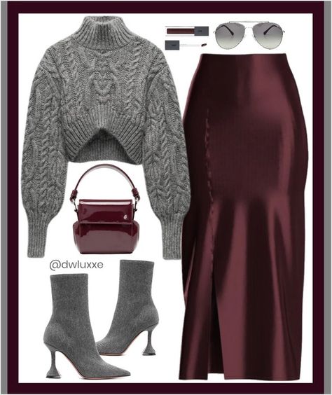 Fall Trend: Feat. Burgundy Outfit | ShopLook Burgundy Outfits, Autumnal Style, Cream Outfit, Cropped Cable Knit Sweater, Burgundy Colour, Burgundy Outfit, Burgundy Pants, Fall Trend, Burgundy Fashion