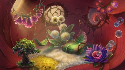 fairy's house in a flower by Vasilisa-boo.deviantart.com on @DeviantArt Tinkerbell House, Fairy Concept, Disney Faries, Disney Fairies Pixie Hollow, Two Doves, Fairy Room, Computer Drawing, Fantasy Rooms, Fairy Home