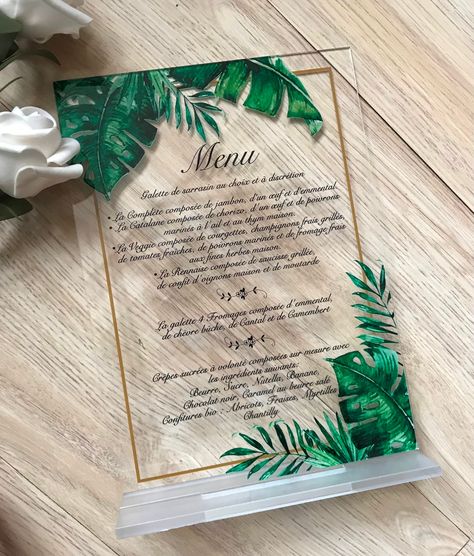 Cheap Cards & Invitations, Buy Quality Home & Garden Directly from China Suppliers:Palm leaves Acrylic Menu Cards with Base,10pcs Custom Menu Cards,Free Shipping,Acrylic Wedding Invitations,Clear Acrylic Invites Enjoy ✓Free Shipping Worldwide! ✓Limited Time Sale ✓Easy Return. Acrylic Menu Cards, Menu Acrylic, Wedding Invitations Clear, Acrylic Cards, Acrylic Invites, Amazon Wedding, Custom Menu, Menu Holders, Menu Cover