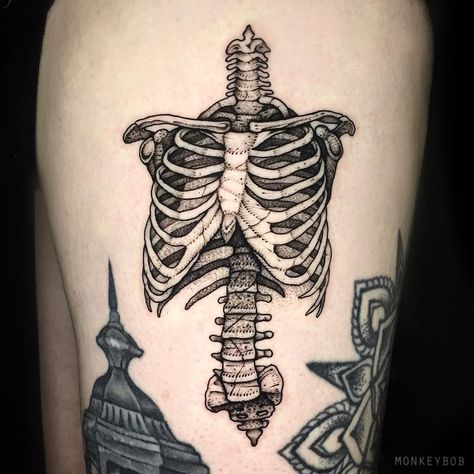 Ribcage tattoo. | By MonkeyBob Tattoo | Jan 4th 2020 | 1271628 Skeleton Torso Tattoo, Tattoos Skeleton, Tattoo Costillas, Anatomy Tattoo, Australian Tattoo, Tattoo Moon, Skeleton Tattoo, Torso Tattoos, Tattoo Expo