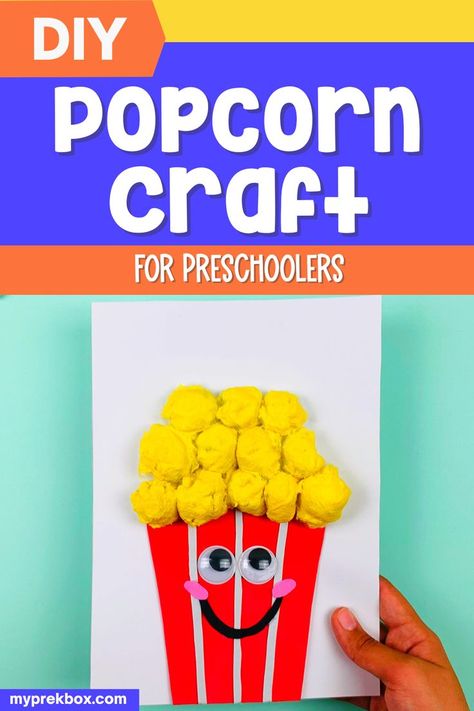 Popcorn Craft, Popcorn Crafts, Theatre Crafts, Preschool Fine Motor Skills, Diy Popcorn, August Crafts, Craft For Toddlers, Craft For Preschoolers, Preschool Fine Motor