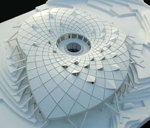 un:    (via choucroute) model for a new building at the Eden Project, by Joylon Brewis Mathematics Architecture, Fibonacci Art, متحف فني, Eden Project, Parametric Architecture, Arch Model, Roof Architecture, Parametric Design, Canopy Design