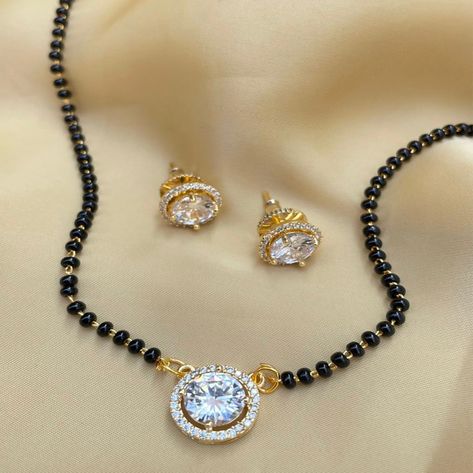 Diamond Mangalsutra & Earrings Gold Plated Mangalsutra | Etsy Solitaire Mangalsutra, Indian Mangalsutra, Black Beads Necklace, Long Mangalsutra, Wedding Jewelry Sets Bridal Jewellery, Black Beads Mangalsutra, Diamond Mangalsutra, Gold Mangalsutra, Mangalsutra Designs