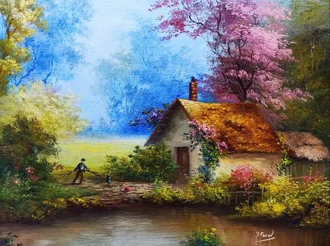 How I Paint Landscape Just By 4 Colors Oil Painting Landscape Step By Step 53 By Yasser Fayad Rural Landscape Painting, Painting Reference Photos, Landscape Step By Step, Paint Landscape, Landscape Steps, Oil Painting Pictures, Painting Reference, Three Primary Colors, Inspiration Painting