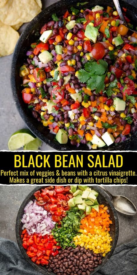 Bbq Side Dish, Black Bean Salad Recipe, Bbq Side Dishes, Steak Side Dishes, Bbq Dishes, Bbq Side, Citrus Vinaigrette, Black Bean Salad, Bean Salad Recipes