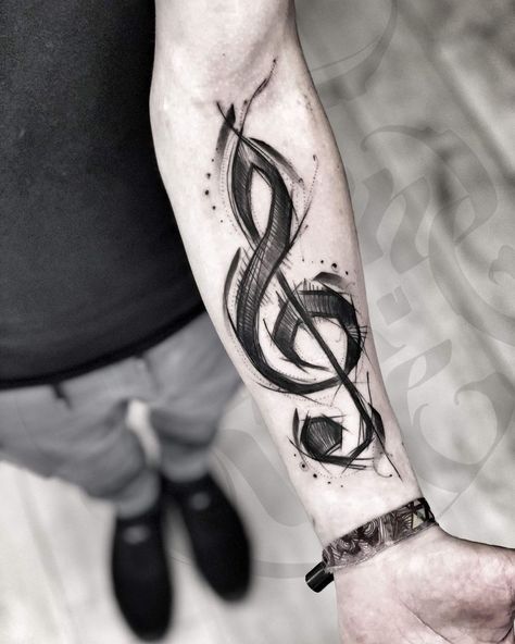 Music Sleeve Tattoo Women, Music Note Tattoo Ideas, Treble Clef Tattoo, Music Notes Tattoo, Sketch Style Tattoos, Tattoo Design Tattoo, Forearm Band Tattoos, Music Note Tattoo, Guitar Tattoo