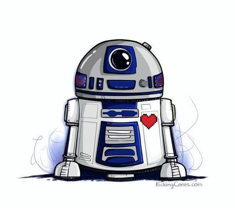 © kickingcones.com #CreditTheArtist R2d2 Drawing, Star Wars Cartoon, Star Wars Quotes, Dark Vador, Star Wars Droids, Star Wars Love, Star Wars Drawings, Star Wars Tattoo, Rebel Alliance