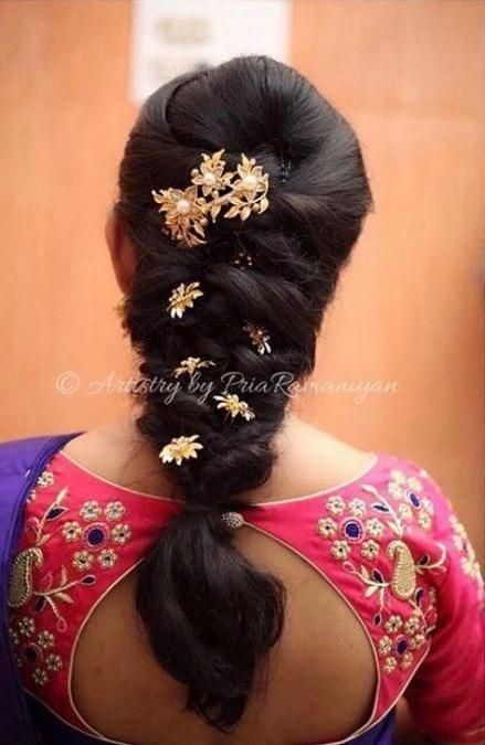 Hairstyles For Saree, Hair Styles Wedding, South Indian Wedding Hairstyles, Bridal Hair Decorations, Hair Style On Saree, Saree Hairstyles, Engagement Hairstyles, Bridal Hairdo, Traditional Hairstyle