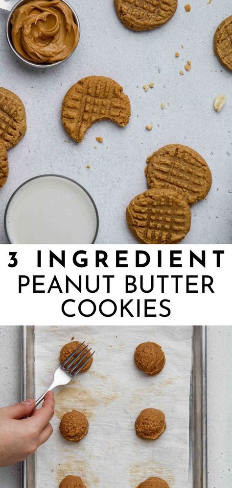 Ready in less than 15 minutes these 3 Ingredient Peanut Butter Cookies are made without flour for the ultimate soft, tender, and melt in your mouth cookie texture. You will have most of the ingredients in your pantry or fridge and you too cake make these 3 ingredient cookies in no time! Enjoy a freshly baked cookie for yourself or gift it to friends and family for the sweetest gift. #peanutbuttercookies #3ingredientcookies #peanutbutter #cookies #easycookies #easy Melt In Your Mouth Cookies, Three Ingredient Peanut Butter Cookies, 3 Ingredient Peanut Butter Cookies, Gluten Free Peanut Butter Cookies, 3 Ingredient Cookies, Peanut Butter Cookie, Peanut Butter Cookie Recipe, Butter Cookie, Peanut Butter Recipes