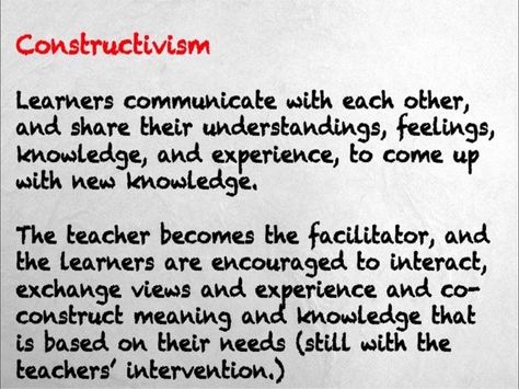 The Difference Between Instructivism, Constructivism, And Connectivism - These differences include fundamental assumptions about how and why people learn that have to be considered if our end goal is not to make students better at school, but rather to improve literacy and critical thinking for global citizens everywhere. Social Constructivism, Social Learning Theory, Effective Classroom Management, Jean Piaget, Learning Framework, 21st Century Learning, Staff Meetings, Effective Teaching, Teacher Education