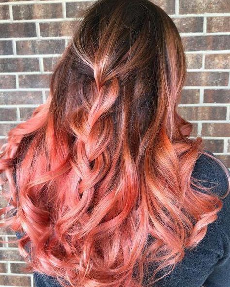 Medium Brunette to Peachy Pink #mediumfinehairstyles Medium Ombre Hair, Medium Fine Hair, Long Ombre Hair, Ombre Hair Ideas, Brown Ombre Hair Color, Best Ombre Hair, Ombre Hair Color Ideas, Brown Ombre Hair, Peach Hair