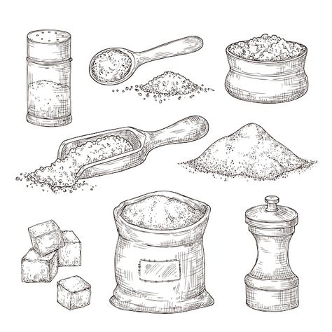 Salt Sketch, Pepper Sketch, Bottle Sketch, Salt And Vinegar Crisps, Taste Food, Recipe Book Diy, Bottle Drawing, Design Apps, Book Diy