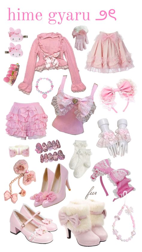 ,, hime gyaru outfit Gyaru Outfit, Fashion Show Themes, Hime Gyaru, Hello Kitty Clothes, Girly Girl Outfits, Gyaru Fashion, Clothes And Shoes, Pink Outfits, Kawaii Clothes