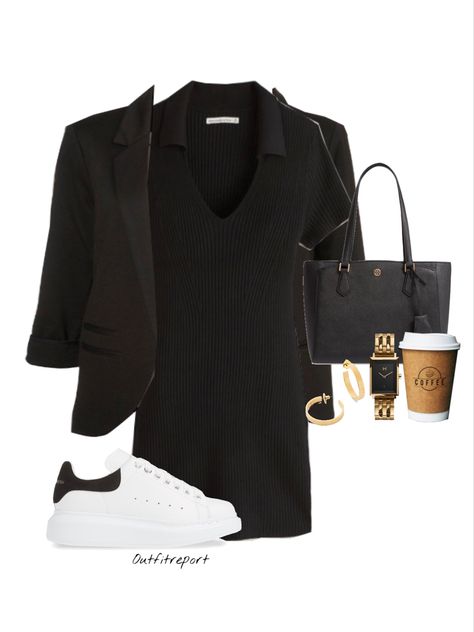 Black Trainers Outfit, Alexander Mcqueen Outfit, Chic Mom Outfits, Neutral Vibes, Outfit Informal, Takeaway Coffee, Trainers Outfit, Signature Bracelet, Work Chic