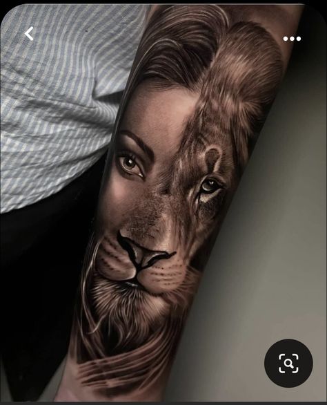 Tropisches Tattoo, Easy Half Sleeve Tattoos, Portrait Tattoo Sleeve, Face Tattoos For Women, Chicano Tattoos Sleeve, Lioness Tattoo, Lion Tattoo Sleeves, Lion Head Tattoos, Forarm Tattoos