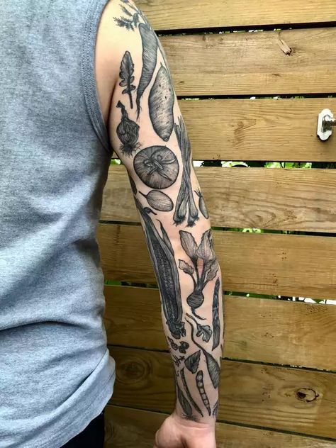 Vegetable Tattoo, Cooking Tattoo, Herb Tattoo, Culinary Tattoos, Hop Tattoo, Armband Tattoos For Men, Cute Foot Tattoos, Chef Tattoo, Mexican Tattoo