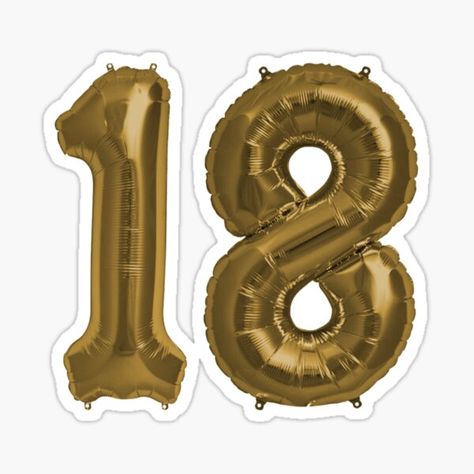 Bronze 18th Birthday Metallic Helium Balloons Numbers Puffed up balloon numerals for eighteenth birthday in bright bronze metallic finish bronze, bright, bright bronze, 18th, 18, one, eight, 1, 8, eighteenth, birthday, party, metallic, helium, balloon • Millions of unique designs by independent artists. Find your thing. Helium Balloons Birthday, Eighteenth Birthday, Balloons Party, Up Balloons, Number Stickers, Birthday Stickers, Number Balloons, Mylar Balloons, Helium Balloons