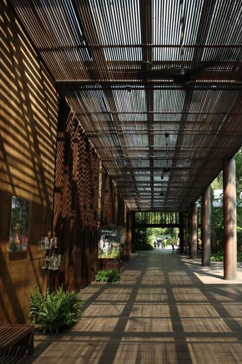 #15 Singapore Zoo Entrance Plaza by Kerry Hill Architects Entrance Plaza, Zoo Entrance, Kerry Hill Architects, Kerry Hill, Eco Farm, Desert Camping, Zoo Architecture, Canvas Canopy, Singapore Zoo