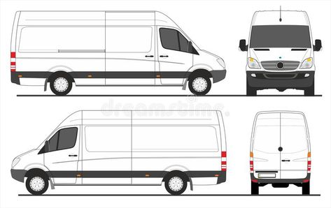 Van Template, Van Drawing, Van Graphics, Mercedes Bus, Transport Illustration, Mercedes Sprinter Van, Build A Camper Van, Build A Camper, Van Car