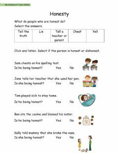 Honesty Worksheets For Kids, Honesty Worksheet, Honesty Activities For Kids, Respect Worksheet, Honesty Pictures, Gender Worksheet, Daisy Badges, Honesty Lesson, Importance Of Honesty