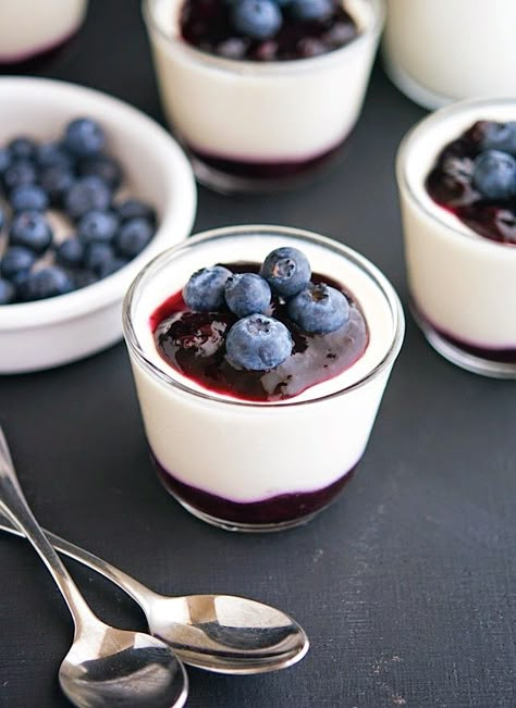 Yogurt Panna Cotta, Yogurt Dessert, Panna Cotta Recipe, Lactose Free Recipes, November 01, Blueberry Sauce, Cold Desserts, Homemade Whipped Cream, Fodmap Recipes